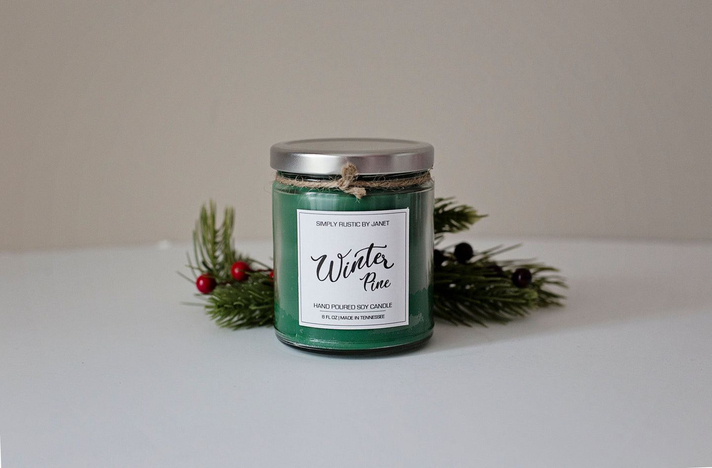 Winter Pine Soy Candle, All natural Soy Candle, 8oz and 16oz soy candle, Winter and Holiday soy candles