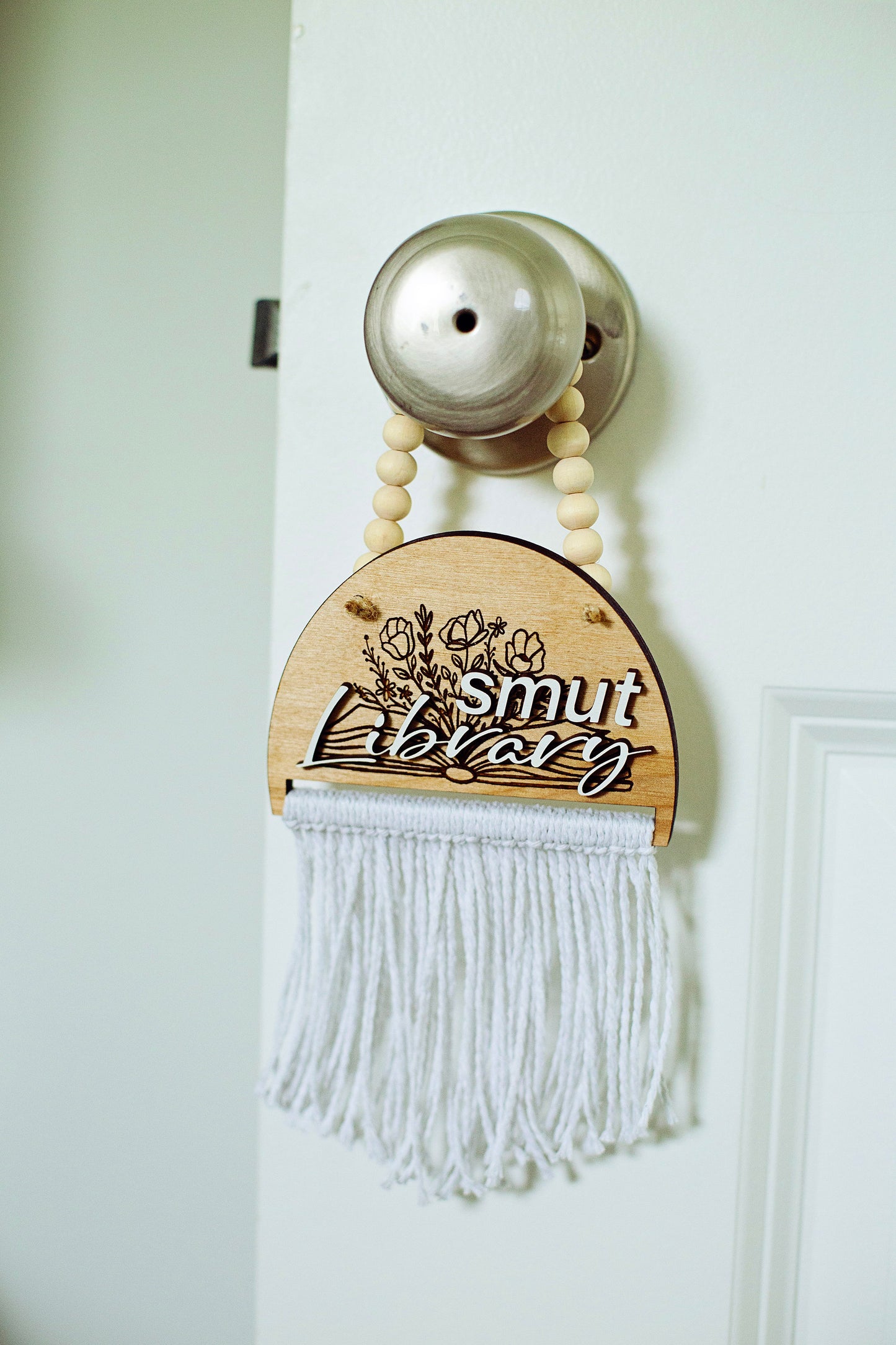 Hanging doorknob book sign, bookshelf decor, booktok sign, booktok merch, smut, smut sign, gift for readers, smut library