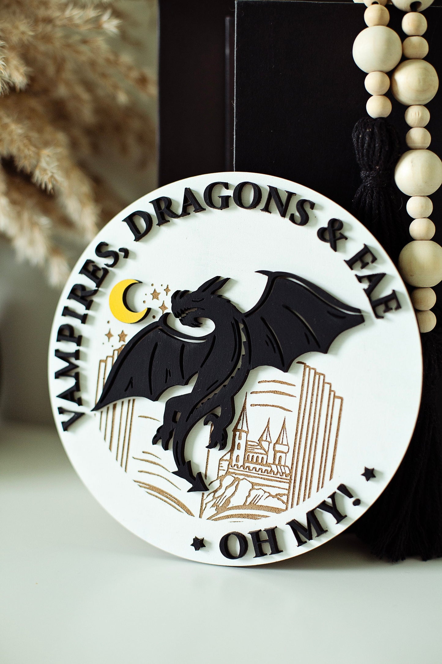 Vampires, Dragons and Far Sign, bookshelf decor, bookshelf sign, booktok merch, smut, smut sign, gift for readers, enemies to lovers