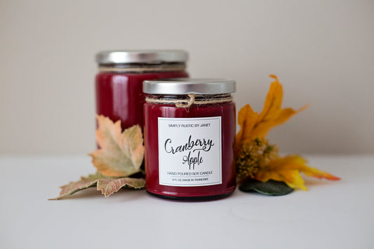 Cranberry Apple Soy Candle, All natural Soy Candle, 8oz and 16oz soy candle, Fall soy candles